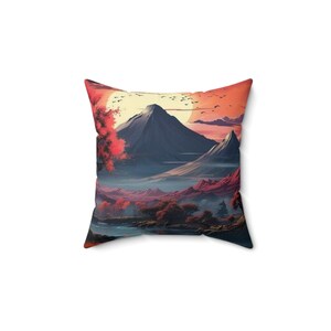 Scenic Landscape Pillow, Mountain Decor Pillow, Cozy Cushion, Home Accent, Nature Lover Gift, Living Room Decor