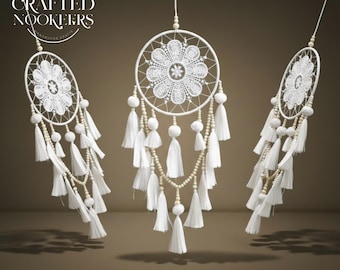 ネイティブアメリカンデザインの天然羽根付き大型ドリームキャッチャー