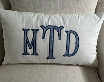Personalized appliqué monogram pillow | 20x12”