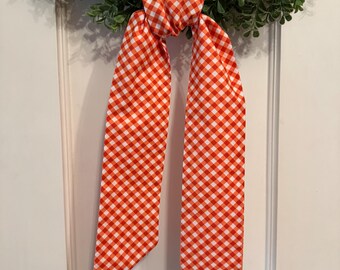 Orange buffalo plaid Wreath Sash