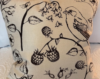Screen print bird pillow cover | 16x16”