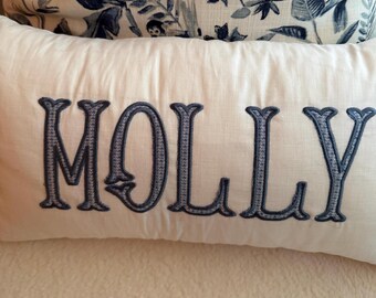 Personalized appliqué name pillow | 20x12”
