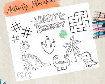 Actividad y página para colorear de cumpleaños de dinosaurios