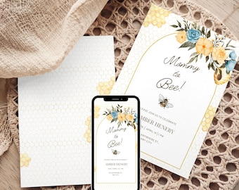 Editable Mommy To Bee Baby Shower Canva Template | Customize Text & Design, Printable/Digital Invite
