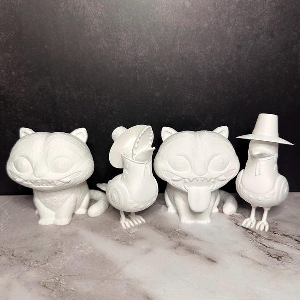 Paint Your Own 3D Printed Mythical Animal Figures – Blue Tiger & Magpie Figurines