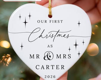 First Christmas as Mr & Mrs Decoration, Married First Christmas Decoration, First Christmas Married Keepsake Bauble Gifts Ceramic Ornament