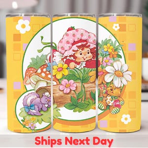 Strawberry Girl 20oz Tumbler: 80s Cartoon Sublimation Design