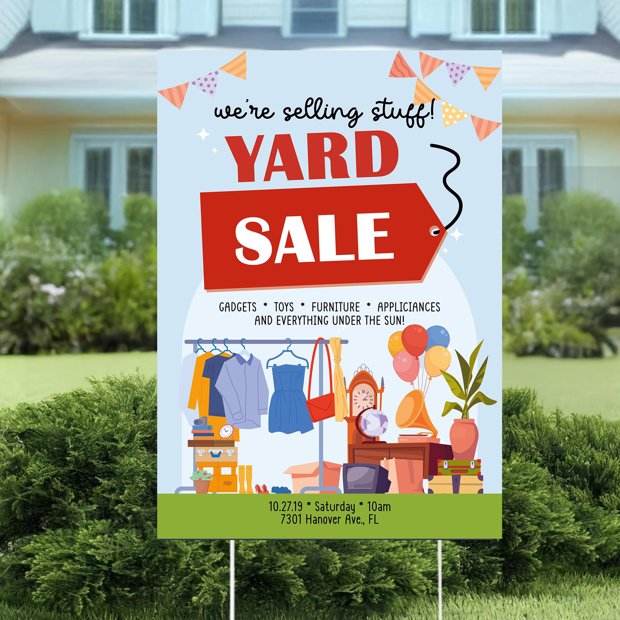 Yard Sale Flyer Yard Sign, Community Rummage Sale Yard Sign, Garage ...