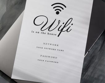 Printable Wi-Fi Sign for Airbnb Hosts | Editable Canva Template | Modern Minimalist Wi-Fi Password Sign