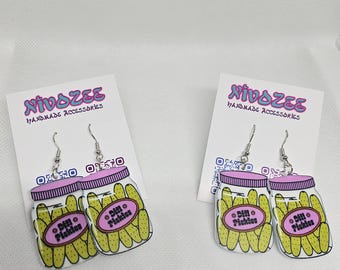Dill Pickle Jar Miniature Earrings