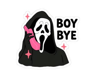 Boy Bye Scream Mask Sticker: Edgy Horror Fan Vinyl Decal