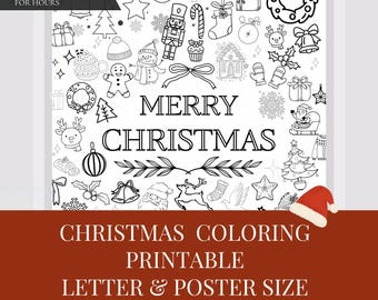 Poster Coloriage activité Noël pour enfants à imprimer