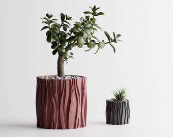 Modern Wavy Textured Planter Set – Unique Decorative Plant Pots