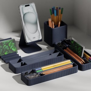 Modern Ribbed Desk Organizer Set – Minimal Office Storage