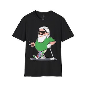 John Daly Inspired Cartoon Golf T-Shirt, Funny Golfer Gift