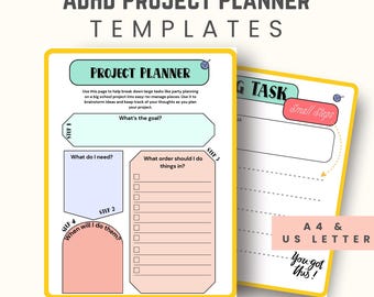 ADHD Printable Task Planner PDF Template | Project & Daily Planner for Focus and Productivity