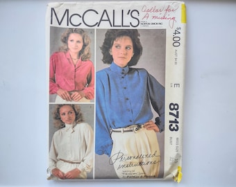 Vintage McCall's Sewing Pattern 8713, misses' blouse from 1983