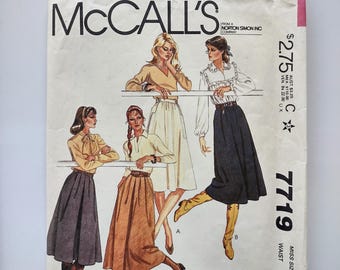 Vintage McCall's Sewing Pattern 7719, misses' skirts from 1981