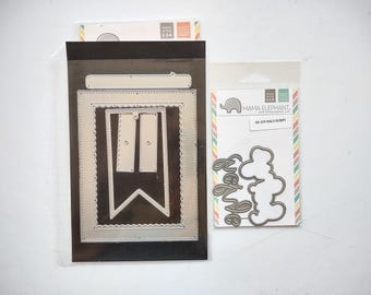 Bundle of 2 Steel Die Sets, Oh Joy Halo Script and Pinked Frame, by Mama Elephant