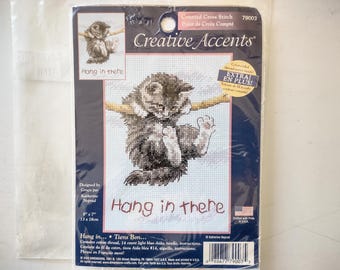 Hang In There Kitten Cross Stitch Kit, 5"x 7", by Creative Accents