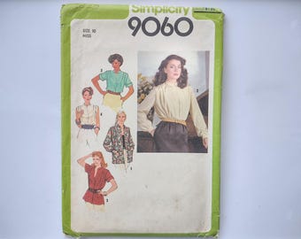 Vintage Simplicity Sewing Pattern 9060, misses' blouse and unlined jacket from 1979