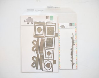 Bundle of 2 Steel Dies, Inside Pop Celebrations and Happy Valentine's Day Script, by Mama Elephant