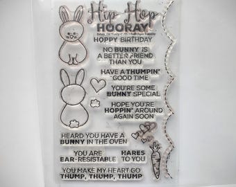 Hip Hop Hooray Stamp Set, bunnies and bunny messages