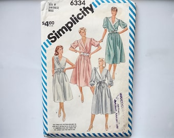 Vintage Simplicity Sewing Pattern 6334, misses' pullover dress from 1984