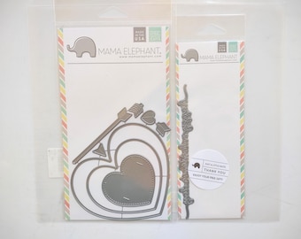 Bundle of 2 Happy Valentine's Day Script plus Hearts and Arrows Steel Dies, by Mama Elephant
