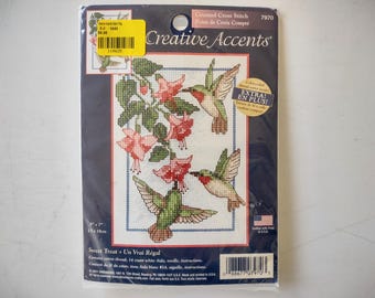 Sweet Treat Hummingbird Cross Stitch Kit, 5"x 7", by Creative Accents