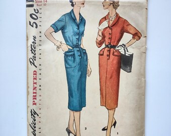 Vintage Simplicity Sewing Pattern 1342, misses' dress from 1950s