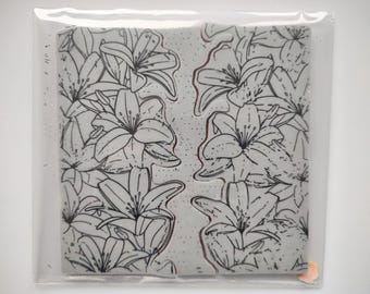 Timbro quadrato con gigli 6"x6" in tre pezzi