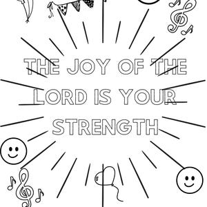 The Joy of the Lord – Nehemiah 8:10 | Printable Bible Verse Coloring Page | Christian Coloring Sheet