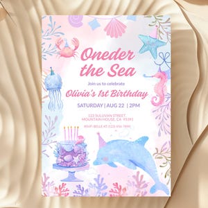 Oneder the Sea Birthday Invitation: Under the Sea Animals, Editable Canva Template (Digital Download)
