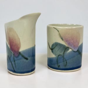 Vintage Jerry Pollari Studio Pottery Creamer Sugar Set Signed Oregon Ceramic