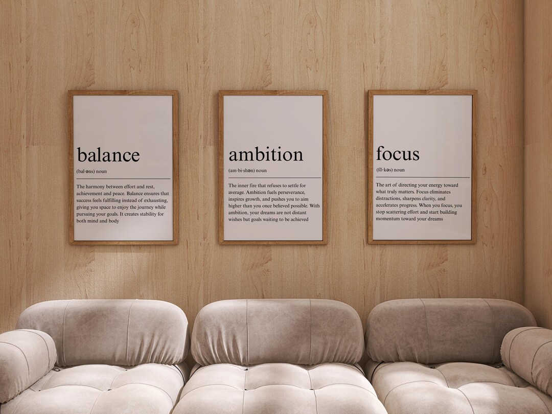 Motivational Definition Prints: Balance, Ambition, Focus (digital ...