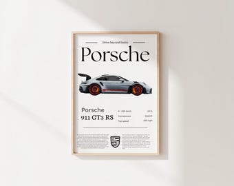 Porsche Car Poster: Classic Sports Car Print, Home & Office Decor (Digital Download)