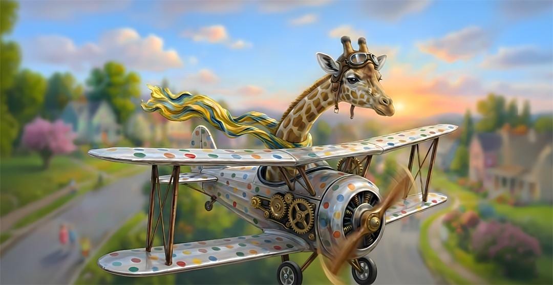 Whimsical Giraffe Pilot Wall Art, Cute Animal Aviator Print, Nursery ...
