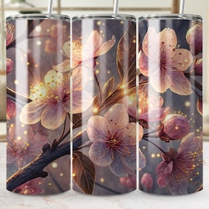 Cherry Blossom Tumbler Wrap, Seamless Floral 20oz Tumbler PNG, Spring Blossom Sublimation Design, Flower Tumbler Wrap, Digital Download