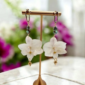 white orchid earrings
