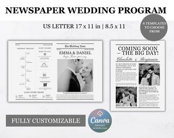 Wedding Newspaper Template, Wedding Newspaper, Newspaper Template, Custom Newspaper