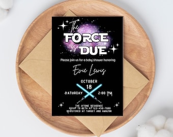 Star Wars Baby Shower Invitation | Editable Digital Template | Space Galaxy Baby Shower Invite | Printable Invitation | Canva Invitation