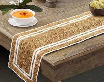 Handmade Braided  Natural Jute Dining Table Runner: Eco-Friendly Farmhouse Decor Runner