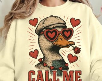 Goose PNG Valentine, Call Me, Cute Goose Valentine PNG, Printable Valentine T-Shirt Design, Digital file, Animal PNG, T-Shirt Design