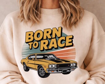 Born To Race Vintage Muscle Car PNG, Classic Racing Car Graphic, Retro Car Shirt Design, Street Racing Clipart, Printable T-Shirt Design