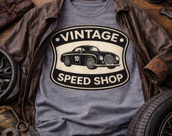 Vintage Speed Shop T Shirt, Classic Car Graphic Tee, Retro Racing Shirt for Men, Old School Auto Shirt, Car Lover Gift, Retro Style Tee