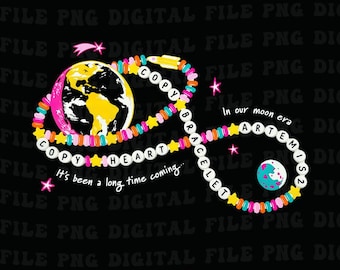 Artemis II NASA-missie png, hartarmband grafische ruimte png, geschenk maanmissie png