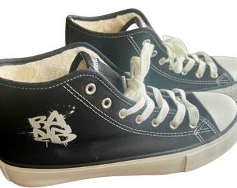 ZABRANIANE spersonalizowane logo Splat, futrzane, wysokie, czarne buty