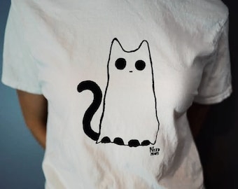 Koszulka z motywem Halloween Ghost Cat