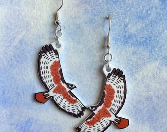 Red tailed hawk earrings